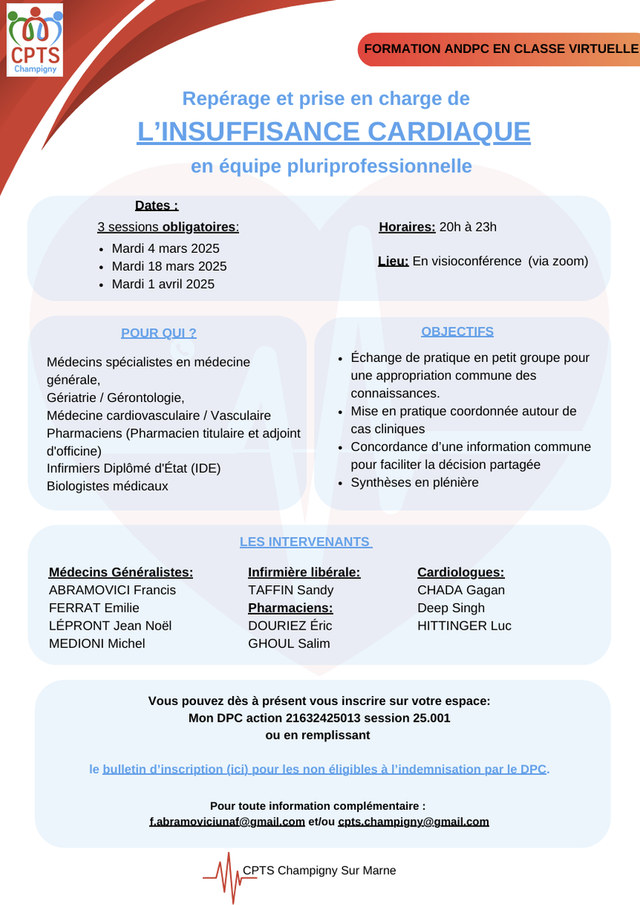 Formation en classe virtuelle : Insuffisance Cardiaque