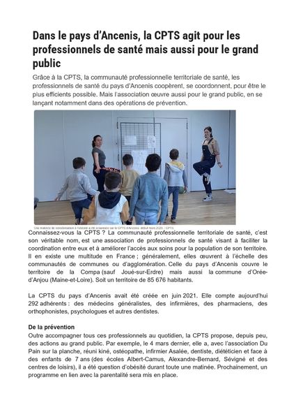Article Ouest France - Avril 2026