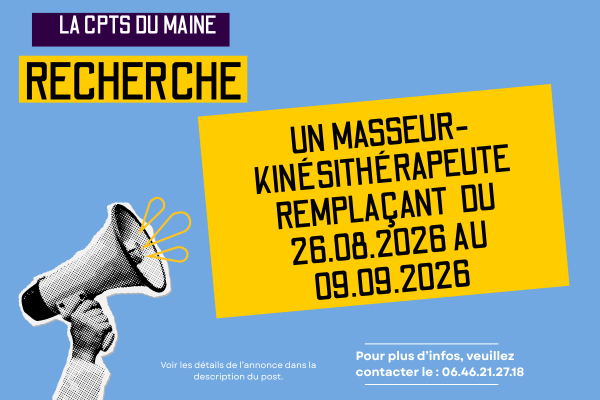 Recherche masseur-kinésithérapeute remplaçant