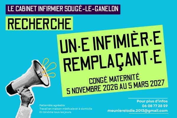 📢 Recherche infirmier(ère) remplaçant(e) - Sougé-le-Ganelon (72)