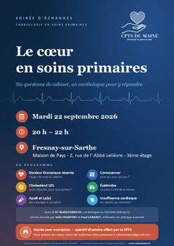 Soirée InterPro : "Le Cœur en soins primaires" mardi 22 septembre 20H-22H Fresnay-sur-Sarthe