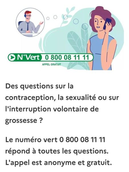 "Sexualités, contraception, IVG " 1 seul numéro vert : 0800 08 11 11