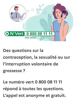 "Sexualités, contraception, IVG " 1 seul numéro vert : 0800 08 11 11