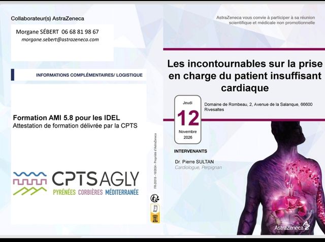 Soirée Parcours de soins insuffisance cardiaque : 12/11/2026 à Rivesaltes