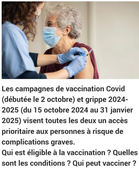 Campagne 2024:  vaccination GRIPPE et COVID 19 