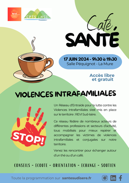 Café-Santé : au mois de juin, focus sur la lutte contre les violences intrafamiliales !