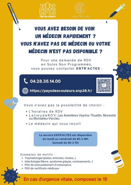 "Dispositif ENTR'ACTES" : Besoin de voir un médecin rapidement ? 