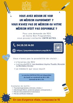 "Dispositif ENTR'ACTES" : Besoin de voir un médecin rapidement ? 