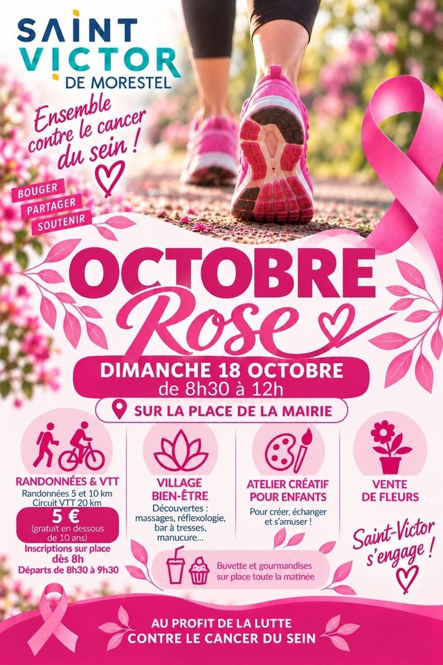 18 octobre - ANIMATIONS OCTOBRE ROSE A ST VICTOR DE MORESTEL