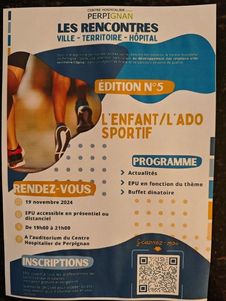 L'enfant et l'ado sportif : Rencontres ville/territoires/hôpital réservées aux professionnels de santé